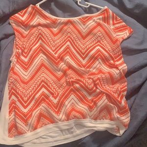 Orange and white shirt sleeves top
